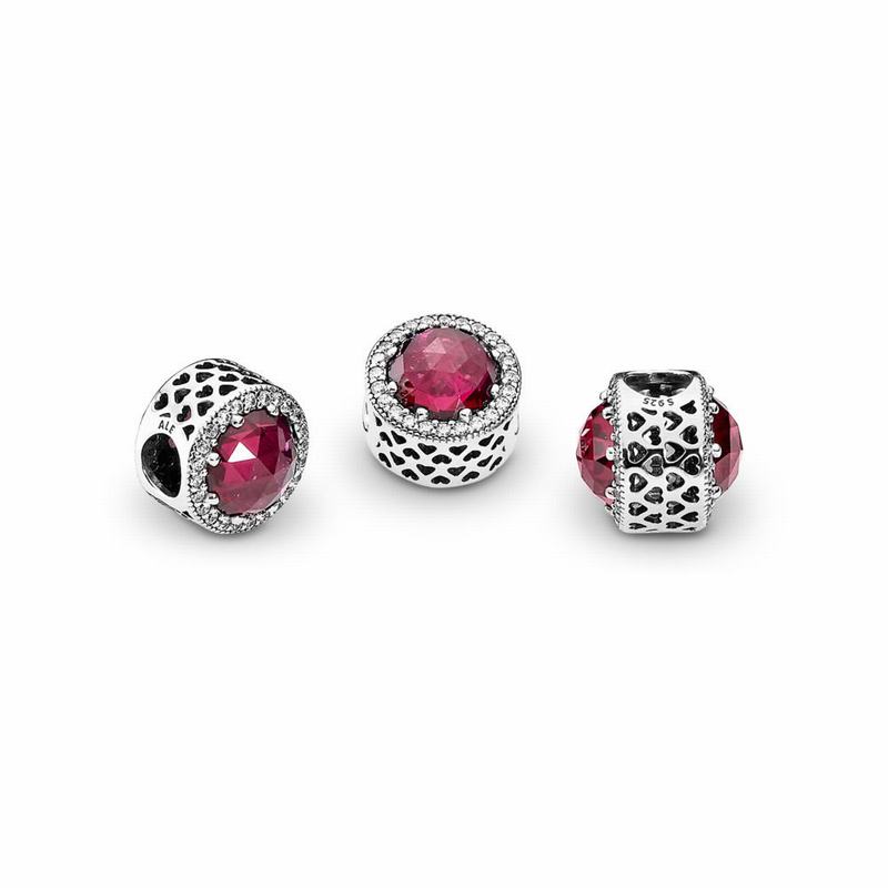 Pandora Sparkling Cerise Pink Charm Ireland - Sterling Silver/Pink/Mixed Stones - 958104ASV